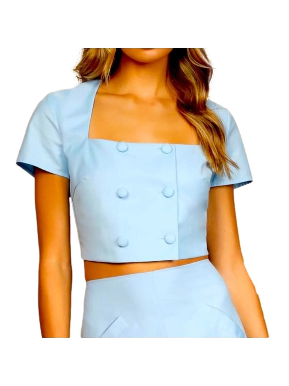 Lulus Executive Aura Baby Blue Cropped Jacket